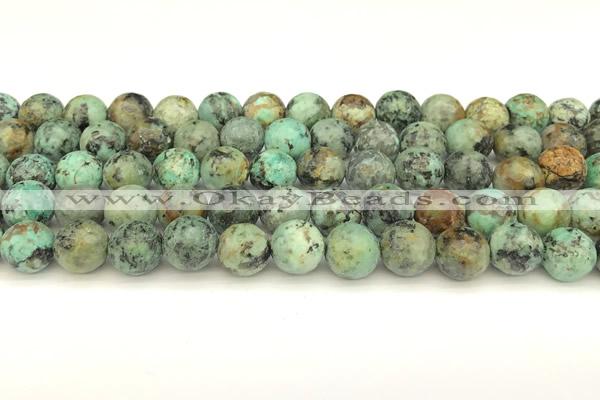 CTU526 15 inches 8mm faceted round African turquoise beads