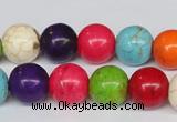 CTU704 15.5 inches 14mm round dyed turquoise beads wholesale