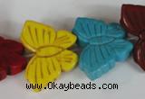 CTU738 15.5 inches 20*27mm butterfly dyed turquoise beads wholesale