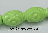 CTU893 15.5 inches 18*25mm carved rice dyed turquoise beads