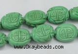 CTU896 15.5 inches 12*15mm carved oval dyed turquoise beads