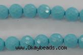 CTU913 15.5 inches 10mm faceted round synthetic turquoise beads