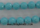 CTU914 15.5 inches 12mm faceted round synthetic turquoise beads