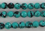 CTU932 15.5 inches 8mm faceted round synthetic turquoise beads