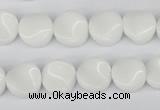 CTW08 15.5 inches 12mm twisted coin white agate beads wholesale