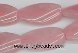 CTW106 15.5 inches 15*30mm twisted rectangle rose quartz beads