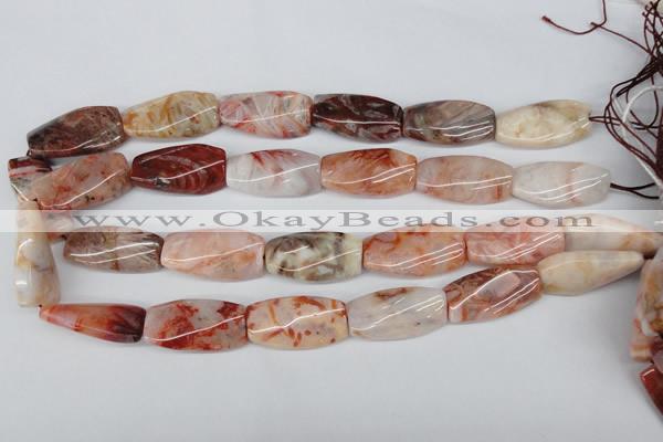 CTW107 15.5 inches 15*30mm twisted rectangle agate beads wholesale