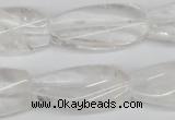 CTW110 15.5 inches 15*30mm twisted rectangle white crystal beads