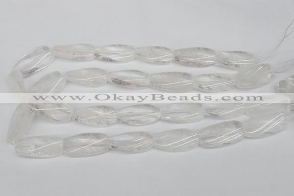 CTW110 15.5 inches 15*30mm twisted rectangle white crystal beads