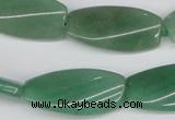 CTW111 15.5 inches 15*30mm twisted rectangle green aventurine beads