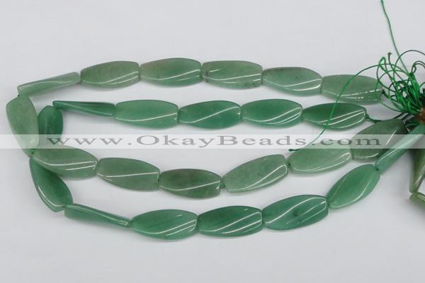 CTW111 15.5 inches 15*30mm twisted rectangle green aventurine beads