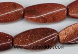 CTW112 15.5 inches 15*30mm twisted rectangle goldstone beads