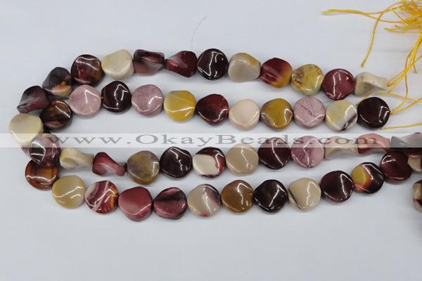 CTW12 15.5 inches 16mm twisted coin mookaite gemstone beads