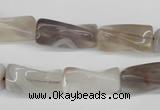 CTW123 15.5 inches 9*20mm twisted trihedron botswana agate beads