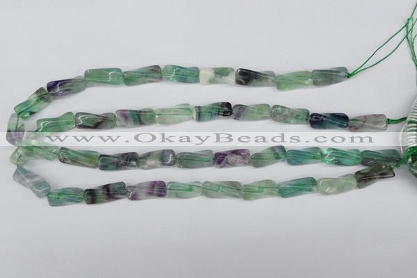 CTW126 15.5 inches 9*20mm twisted trihedron fluorite gemstone beads