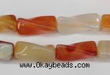 CTW130 15.5 inches 10*20mm twisted trihedron agate gemstone beads