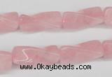 CTW133 15.5 inches 9*20mm twisted trihedron rose quartz beads