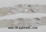 CTW137 15.5 inches 9*20mm twisted trihedron white crystal beads