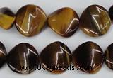 CTW14 15.5 inches 16mm twisted coin yellow tiger eye beads wholesale