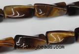 CTW140 15.5 inches 9*20mm twisted trihedron yellow tiger eye beads