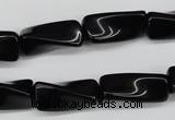 CTW141 15.5 inches 9*20mm twisted trihedron black agate beads