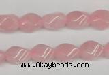 CTW148 15.5 inches 8*11mm twisted rice rose quartz beads