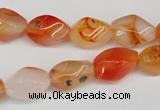 CTW155 15.5 inches 8*15mm twisted rice agate gemstone beads