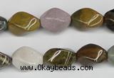 CTW159 15.5 inches 10*15mm twisted rice ocean agate gemstone beads