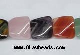 CTW164 15.5 inches 15*15mm twisted square mixed gemstone beads