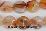 CTW21 15.5 inches 16mm twisted coin agate gemstone beads wholesale