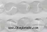 CTW29 15.5 inches 16mm twisted coin white crystal beads wholesale