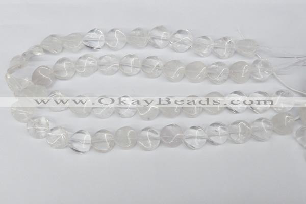 CTW29 15.5 inches 16mm twisted coin white crystal beads wholesale