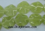 CTW300 15.5 inches 16mm wavy coin olive jade gemstone beads