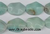 CTW301 15.5 inches 15*20mm wavy oval amazonite gemstone beads