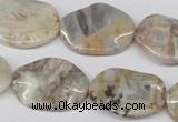 CTW303 15.5 inches 18*25mm wavy oval bamboo leaf agate beads