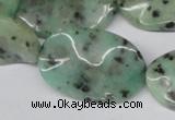 CTW309 15.5 inches 20*30mm wavy oval sesame jasper gemstone beads