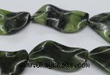 CTW318 15.5 inches 15*30mm wavy marquise Canadian jade beads