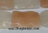 CTW322 15.5 inches 20*30mm wavy rectangle pink aventurine jade beads