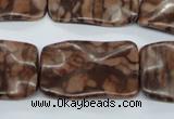 CTW324 15.5 inches 20*30mm wavy rectangle red line jasper beads