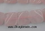 CTW350 15.5 inches 16*16mm twisted square rose quartz beads