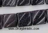 CTW352 15.5 inches 16*16mm twisted square blue goldstone beads