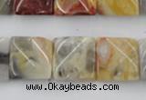 CTW358 15.5 inches 16*16mm twisted square crazy lace agate beads