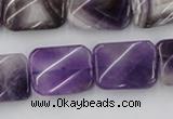 CTW372 15.5 inches 15*20mm twisted rectangle dogtooth amethyst beads