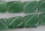 CTW373 15.5 inches 15*20mm twisted rectangle green aventurine beads