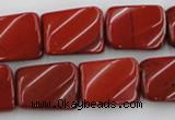 CTW382 15.5 inches 15*20mm twisted rectangle red jasper beads