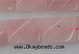 CTW391 15.5 inches 18*25mm twisted rectangle rose quartz beads