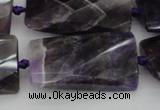 CTW453 20*38mm faceted & twisted rectangle dogtooth amethyst beads