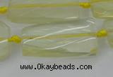 CTW455 20*38mm faceted & twisted rectangle lemon quartz beads