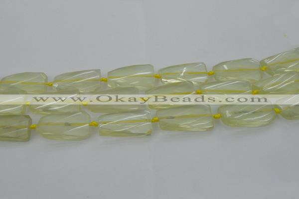 CTW455 20*38mm faceted & twisted rectangle lemon quartz beads