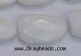 CTW507 15.5 inches 20*30mm faceted & twisted white porcelain beads